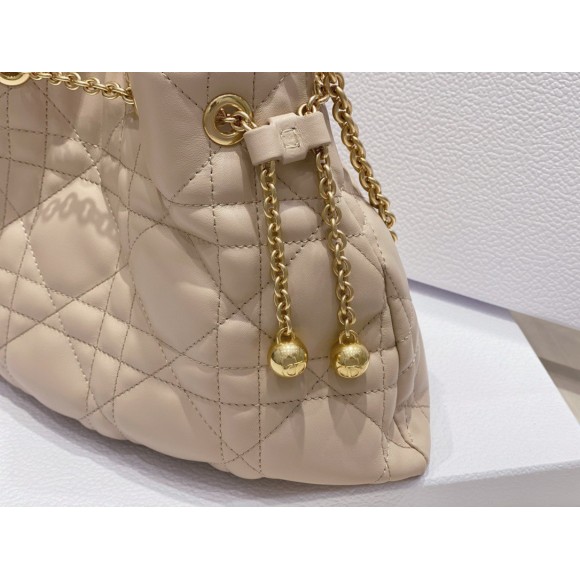 D*or ammi medium bag in sand pink macrocannage lambskin