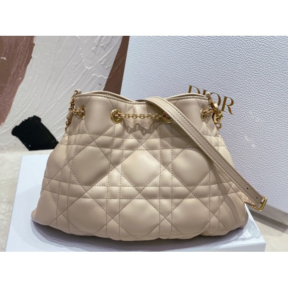 D*or ammi medium bag in sand pink macrocannage lambskin