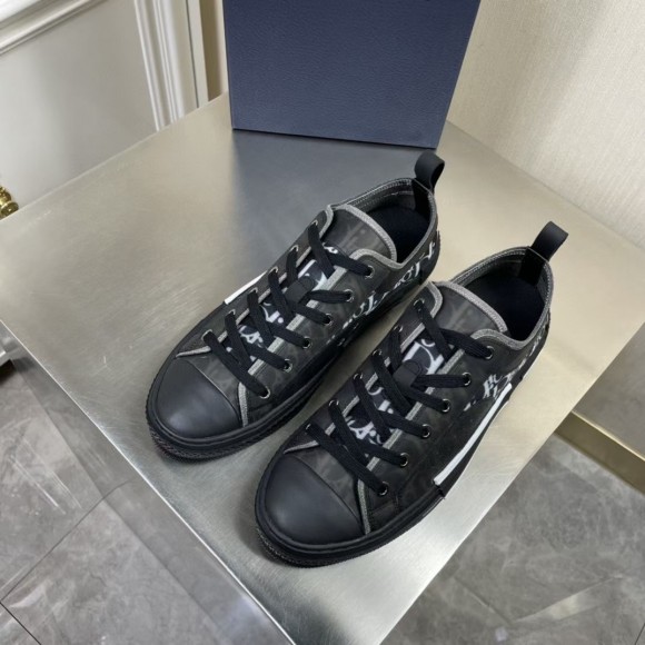 D*or men's b23 low-top sneakers in black oblique canvas