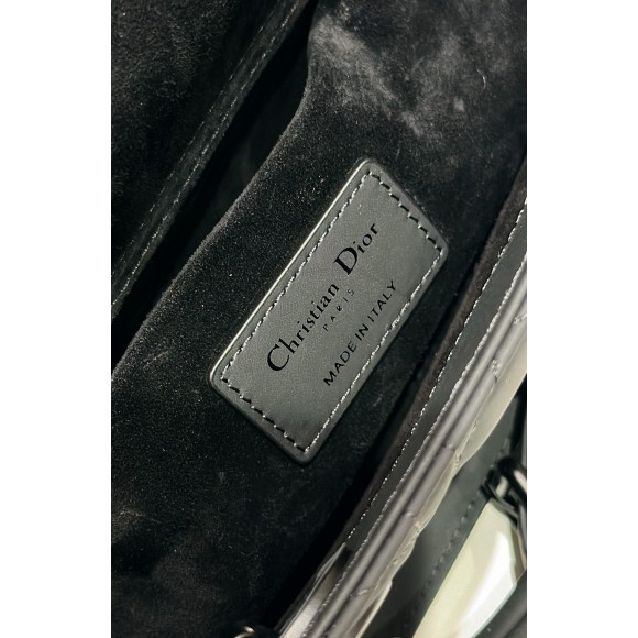D*or lady d-joy medium bag in black ultramatte calfskin