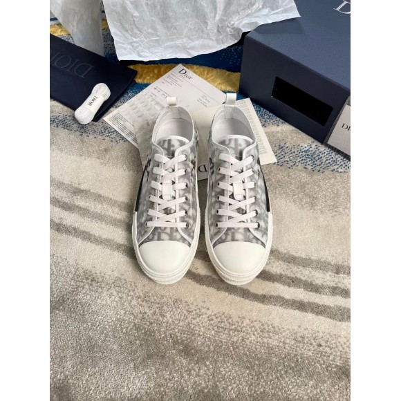D*or men's b23 low-top sneakers in white and black oblique canvas