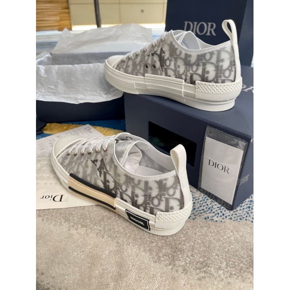 D*or men's b23 low-top sneakers in white and black oblique canvas