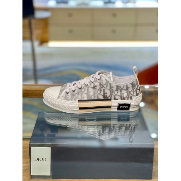 D*or men's b23 low-top sneakers in white and black oblique canvas
