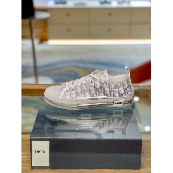 D*or men's b23 low-top sneakers in white and black oblique canvas