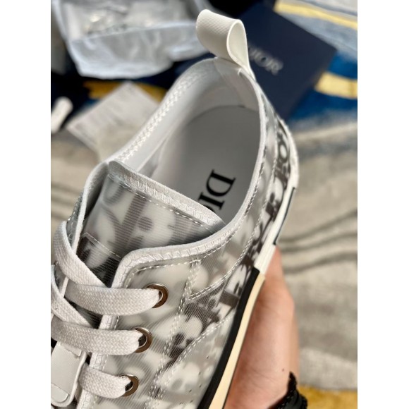 D*or men's b23 low-top sneakers in white and black oblique canvas