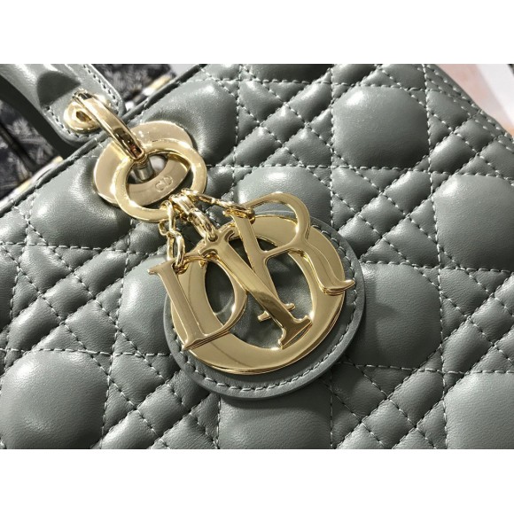 D*or lady D*or large bag in grey cannage lambskin