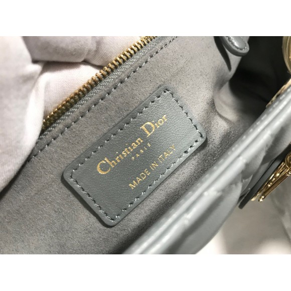D*or lady D*or large bag in grey cannage lambskin