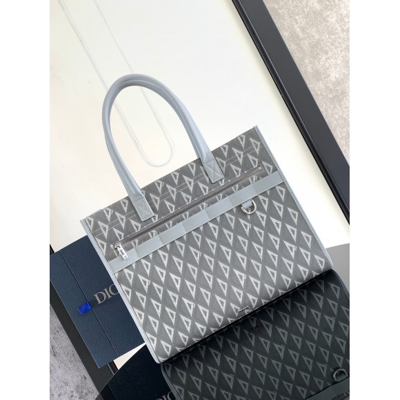 D*or safari tote bag in grey cd diamond canvas