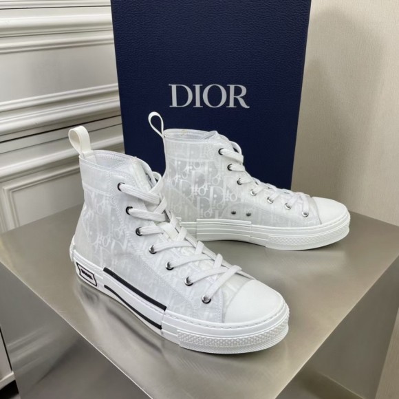 D*or men's b23 high-top sneakers in white oblique canvas