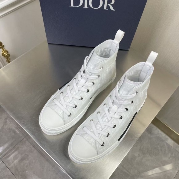 D*or men's b23 high-top sneakers in white oblique canvas