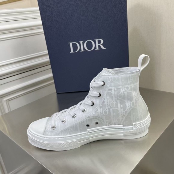 D*or men's b23 high-top sneakers in white oblique canvas