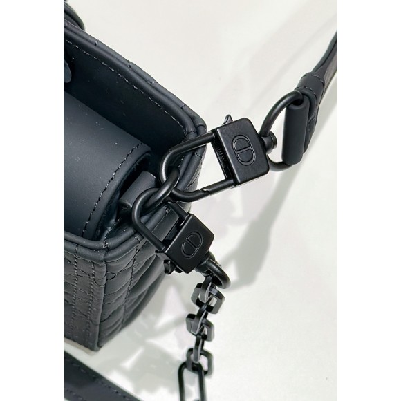 D*or lady d-joy small bag in black ultramatte calfskin