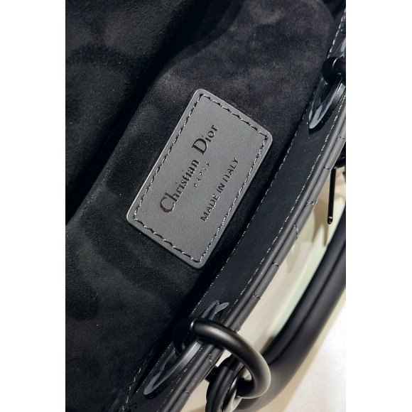 D*or lady d-joy small bag in black ultramatte calfskin