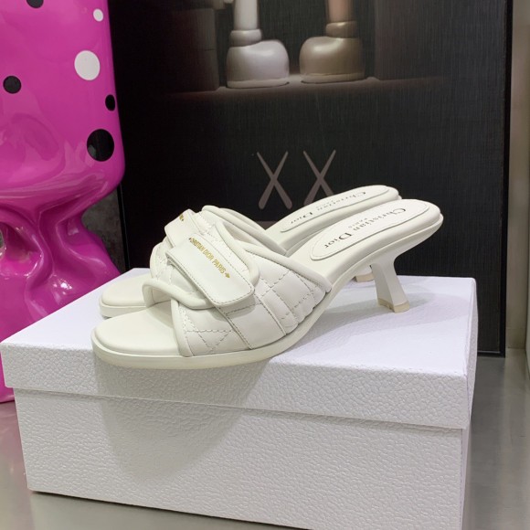 D*or dio(r)evolution heeled slides in white calfskin