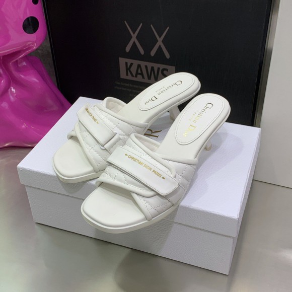 D*or dio(r)evolution heeled slides in white calfskin
