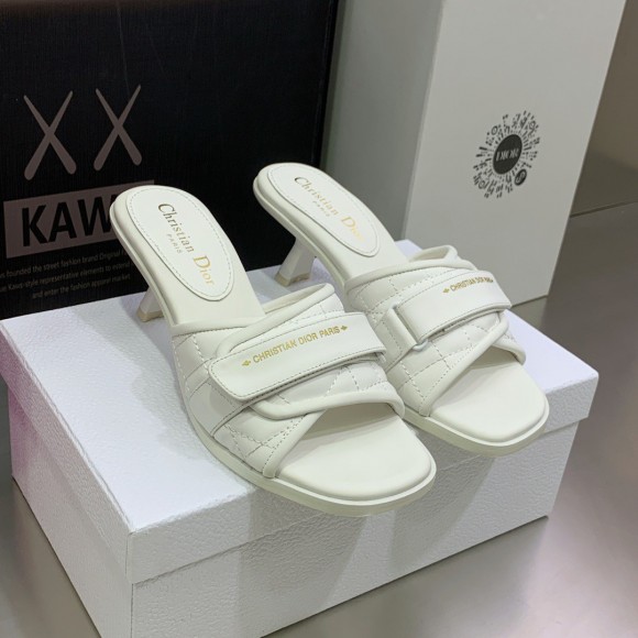 D*or dio(r)evolution heeled slides in white calfskin