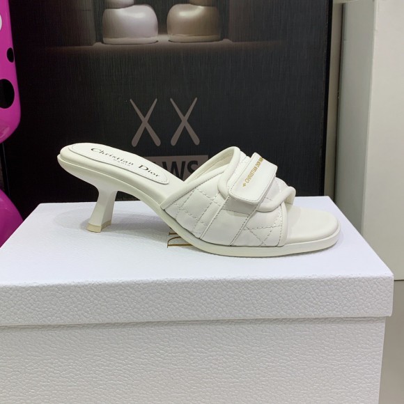 D*or dio(r)evolution heeled slides in white calfskin