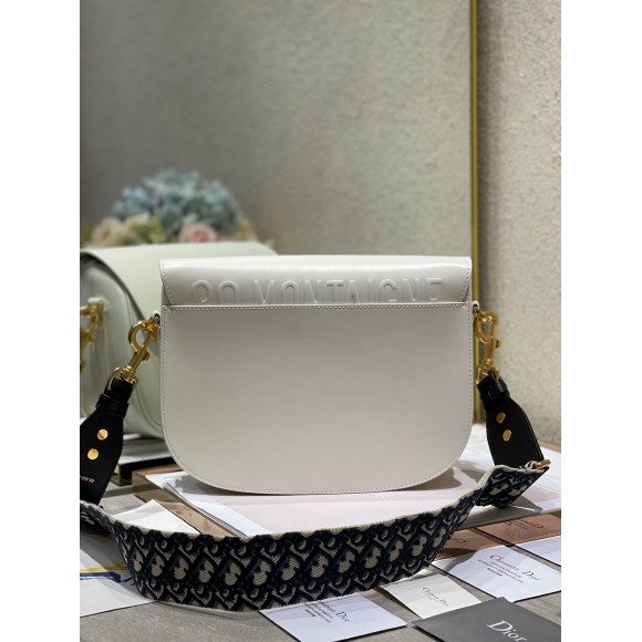 D*or bobby large bag in white box calfskin