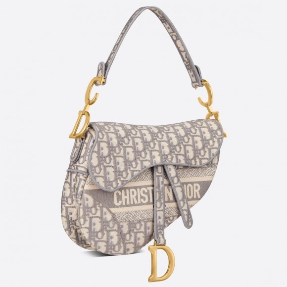 D*or saddle bag in grey D*or oblique embroidery