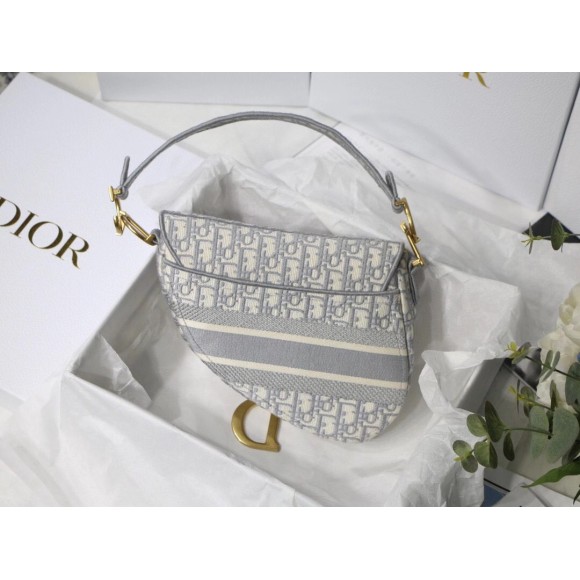 D*or saddle bag in grey D*or oblique embroidery
