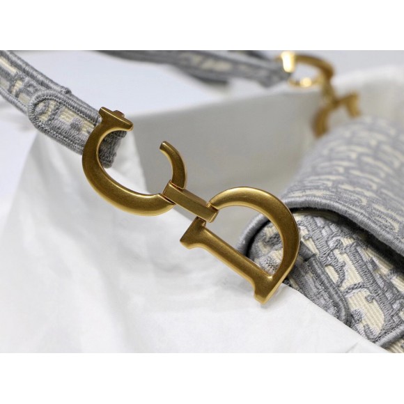 D*or saddle bag in grey D*or oblique embroidery