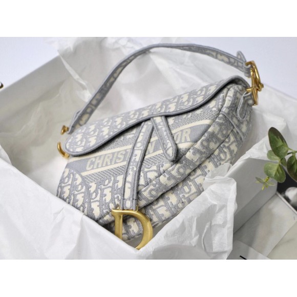 D*or saddle bag in grey D*or oblique embroidery