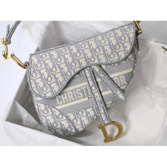 D*or saddle bag in grey D*or oblique embroidery