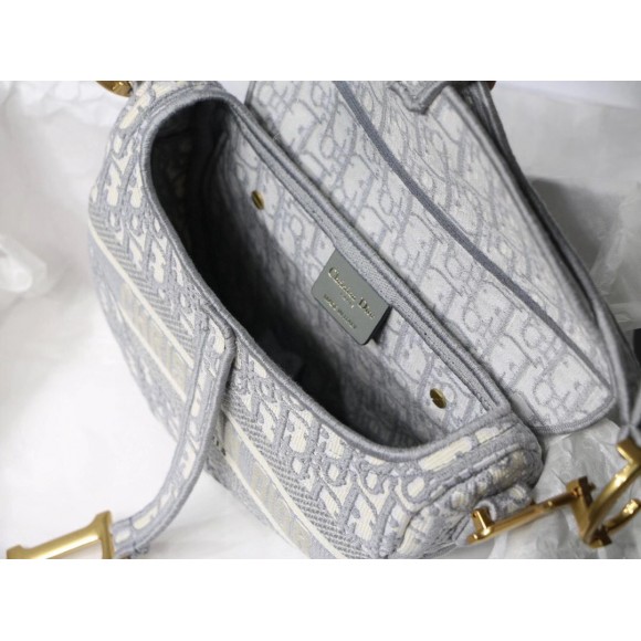 D*or saddle bag in grey D*or oblique embroidery