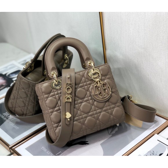 D*or small lady D*or my abcD*or bag in warm taupe cannage lambskin