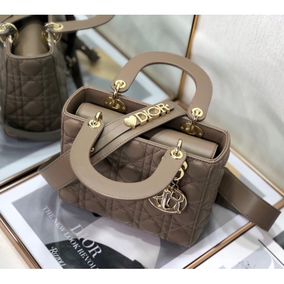 D*or small lady D*or my abcD*or bag in warm taupe cannage lambskin