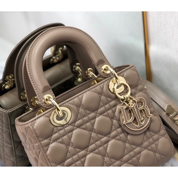 D*or small lady D*or my abcD*or bag in warm taupe cannage lambskin
