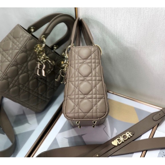 D*or small lady D*or my abcD*or bag in warm taupe cannage lambskin