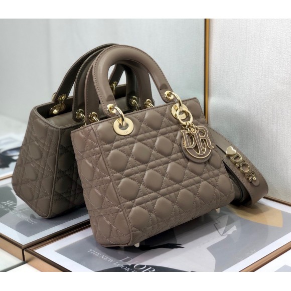 D*or small lady D*or my abcD*or bag in warm taupe cannage lambskin