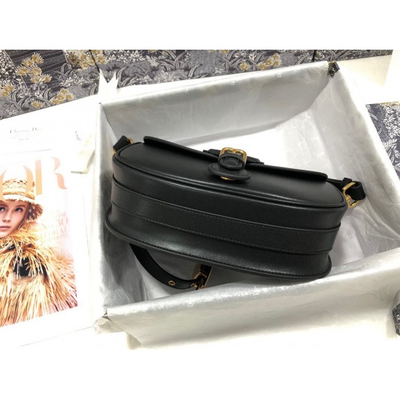 D*or bobby medium bag in black box calfskin