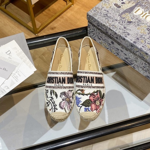 D*or granville espadrilles in rosa mutabilis embroidered cotton