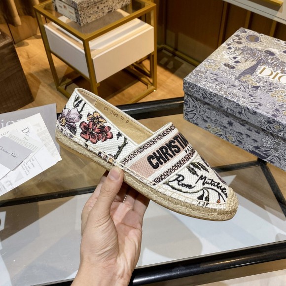 D*or granville espadrilles in rosa mutabilis embroidered cotton