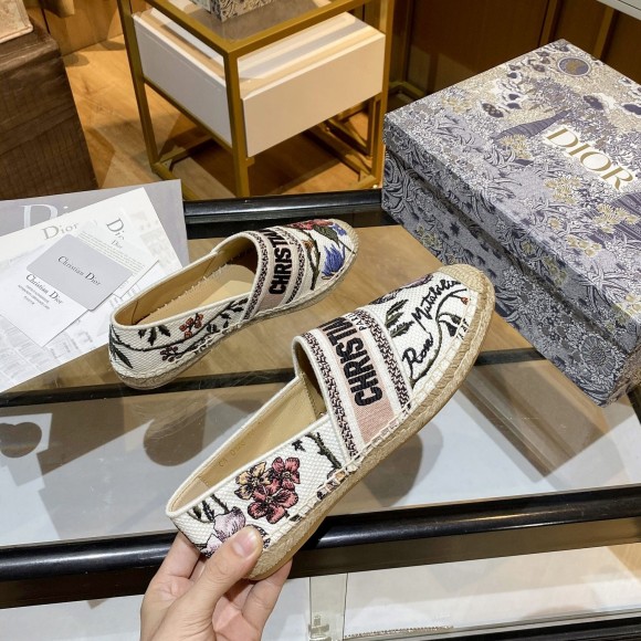 D*or granville espadrilles in rosa mutabilis embroidered cotton