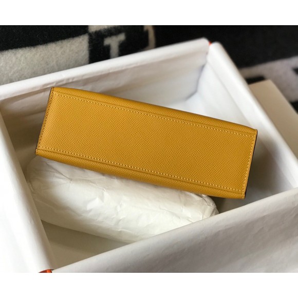 H**mes kelly pochette clutch bag in yellow epsom leather