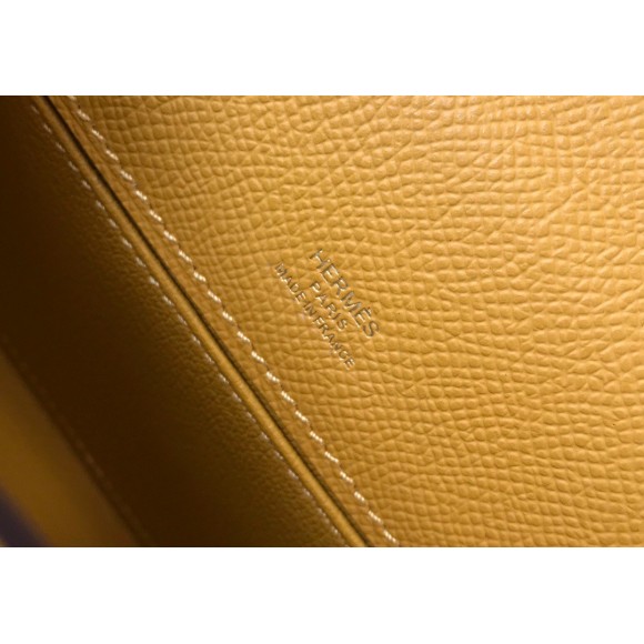 H**mes kelly pochette clutch bag in yellow epsom leather
