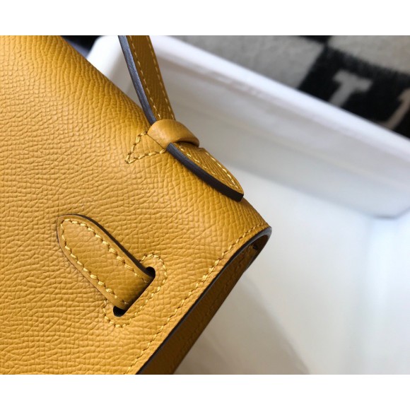 H**mes kelly pochette clutch bag in yellow epsom leather