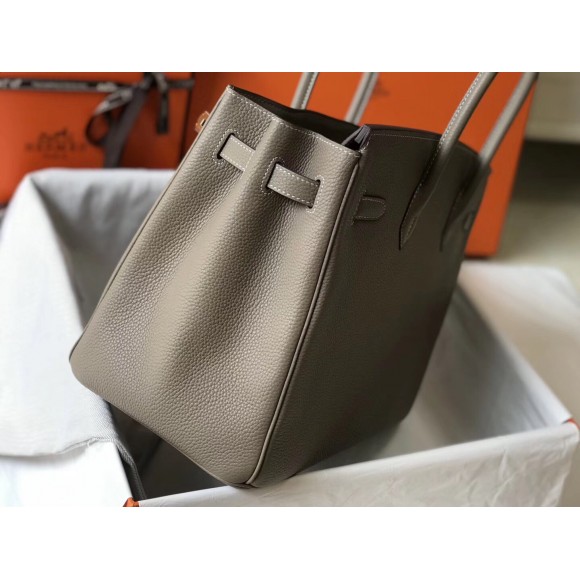 H**mes birkin 35 bag in tourterelle clemence leather with ghw
