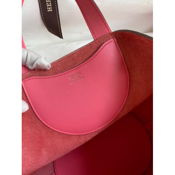 H**mes in the loop 18 handmade bag in rose lipstick clemence leatherther