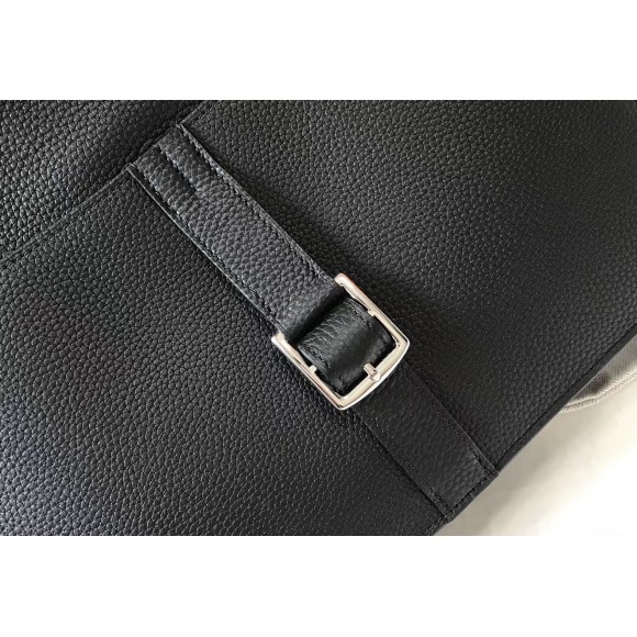 H**mes halzan 31cm bag in black clemence leather