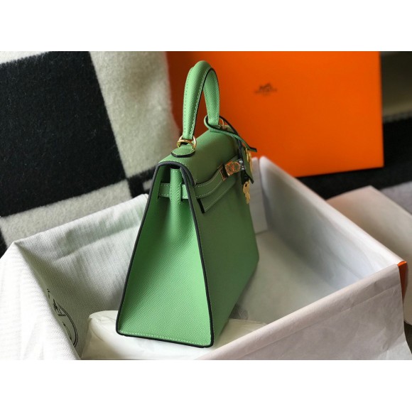 H**mes kelly 25cm sellier bag in vert criquet epsom calfskin ghw