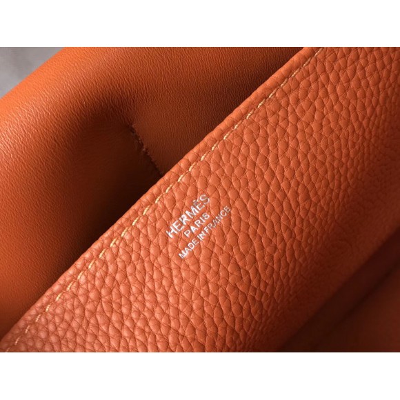 H**mes halzan 31cm bag in orange clemence leather