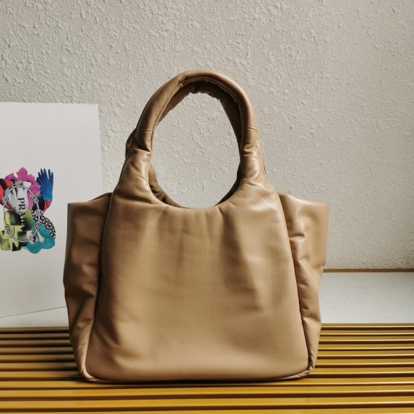 Pra*a medium tote bag in beige nappa leather