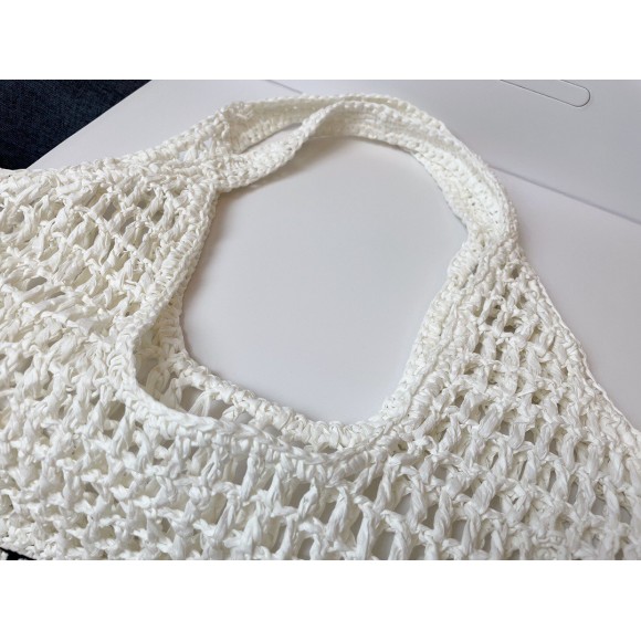 Pra*a large tote bag in white woven raffia